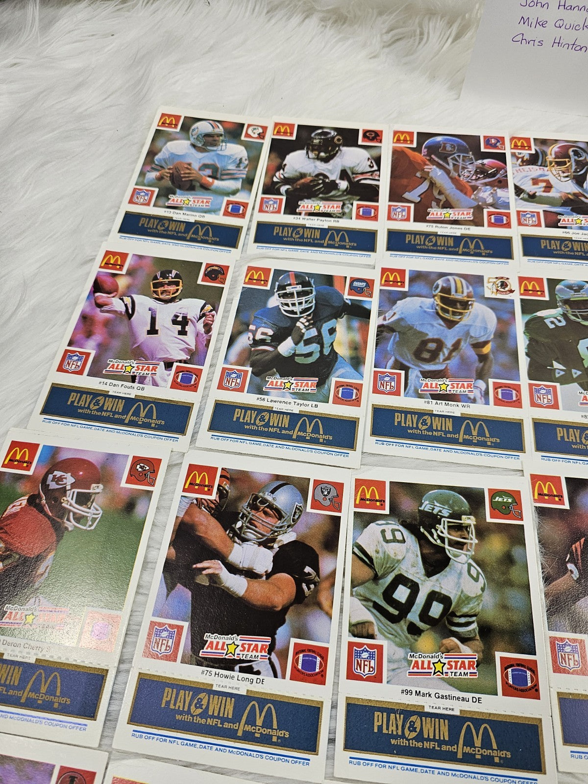 1986 - McDonald's Cards NFL All Star Team (24) Blue Tab Unscratched MINT