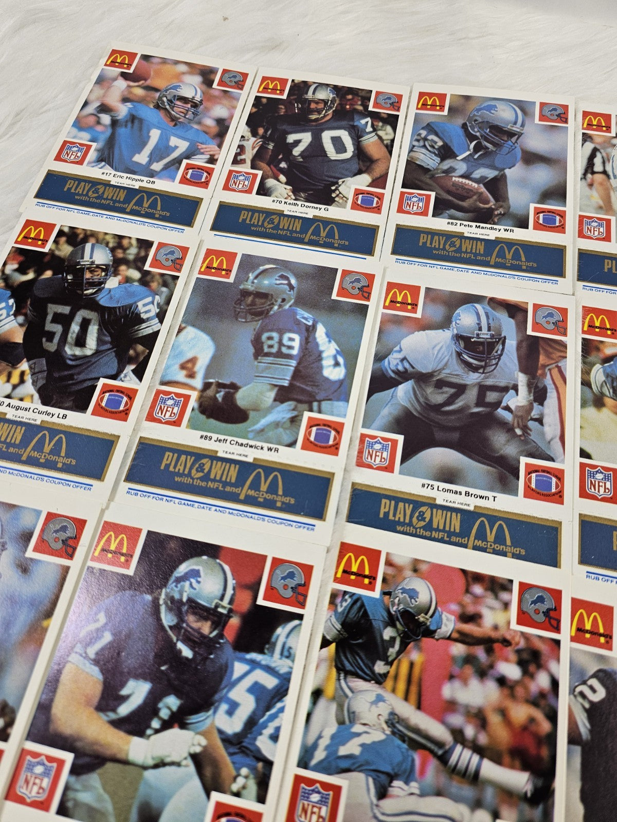1986 - McDonald's Cards Cards NFL Detroit Lions Set (24) Blue Tab Unscratched MINT
