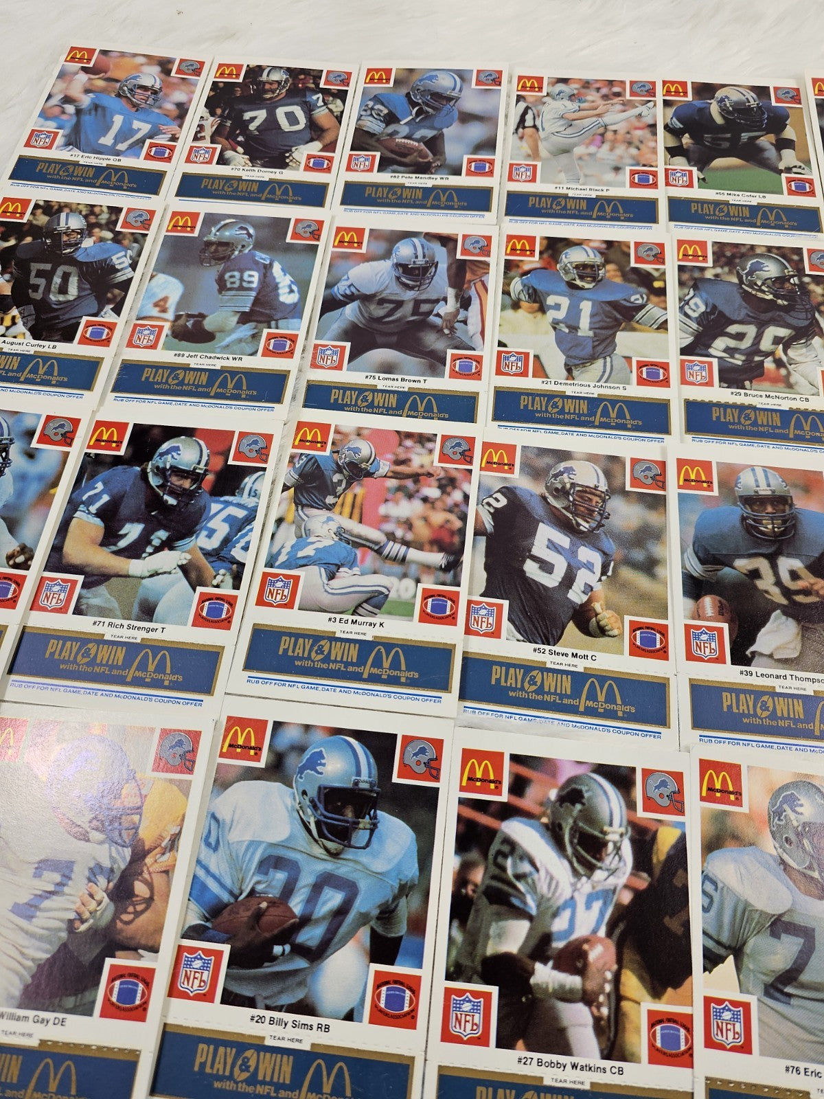 1986 - McDonald's Cards Cards NFL Detroit Lions Set (24) Blue Tab Unscratched MINT