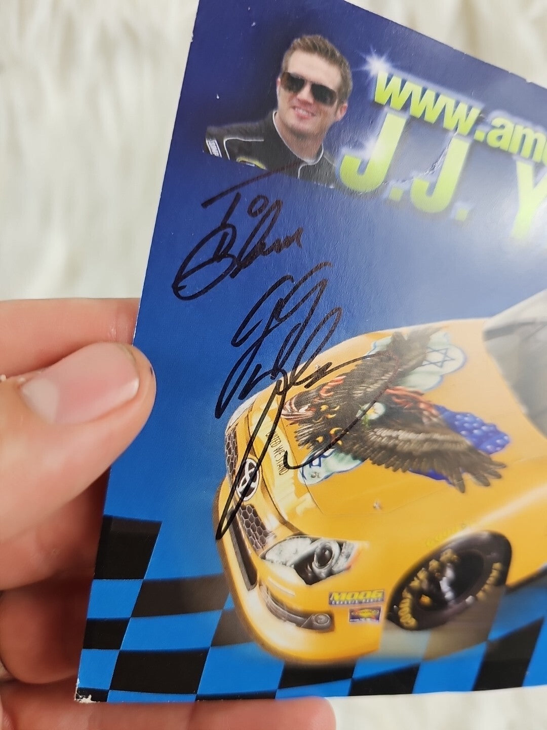 Autograph 2007 J.J. Yeley America Isreali Racing Auto Signed Action NASCAR Photo