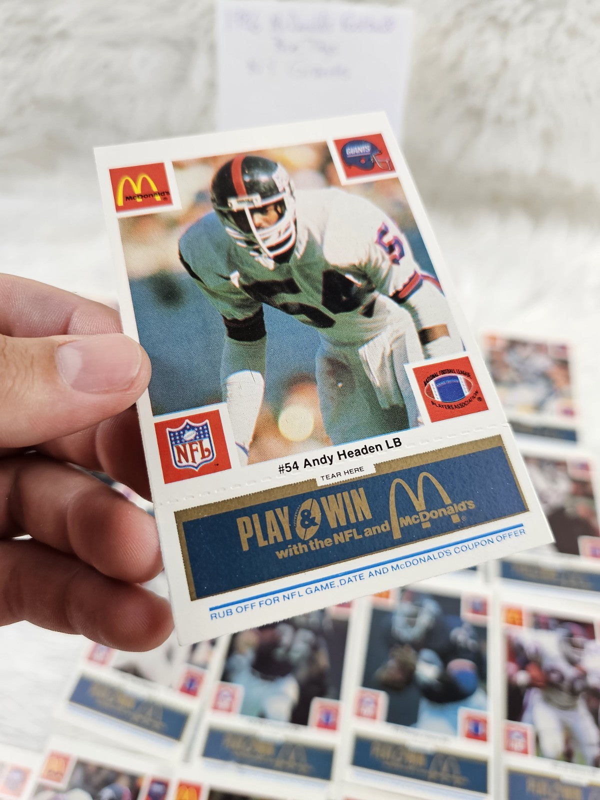 1986 - McDonald's Cards NFL New York Giants (24) Blue Tab Unscratched MINT