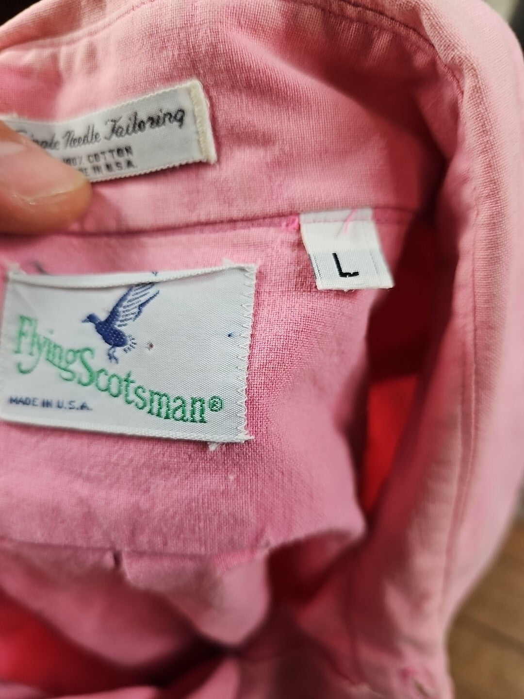 1990s - Flying Scottsman Polo Shirt Mens Size Large Pink  USA Made Duck Mallard
