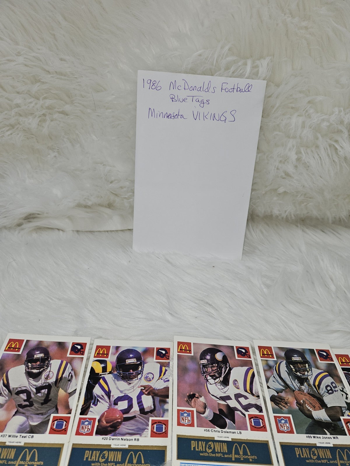 1986 - McDonald's Cards NFL Minnesota Vikings (24) Blue Tab Unscratched MINT