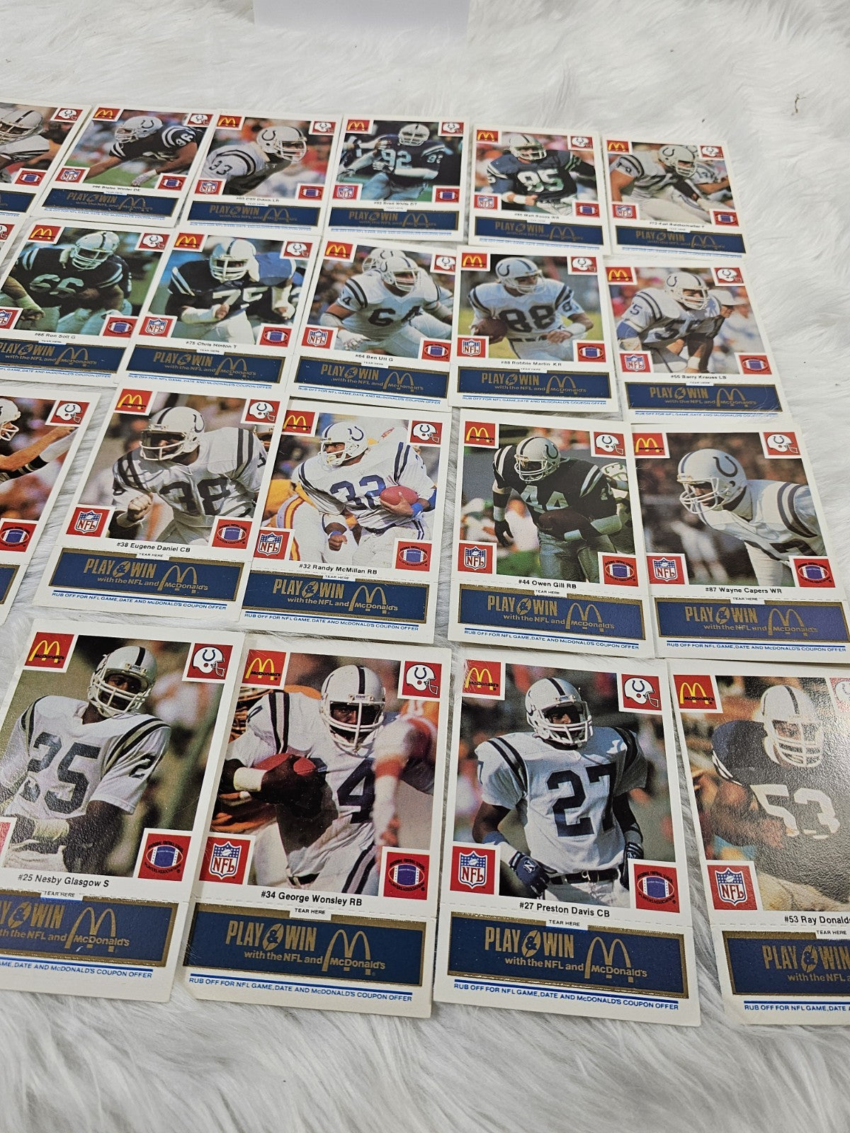 1986 - McDonald's Cards NFL Football Colts (24) Blue Tab Unscratched MINT