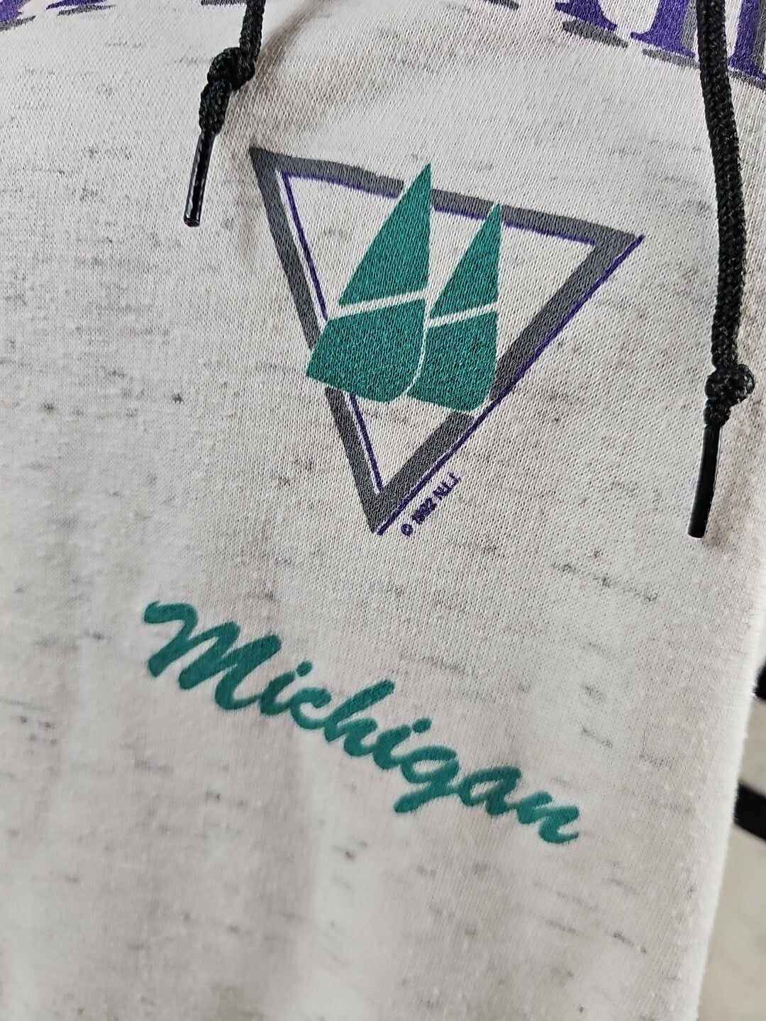 1990s - Streetwear Mens XL Distressed Spell Out Mackinac Michigan Hoodie USA