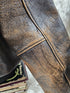 1990s - ONTIME Leather Jacket Mid-length American Casual Distress Brown MED