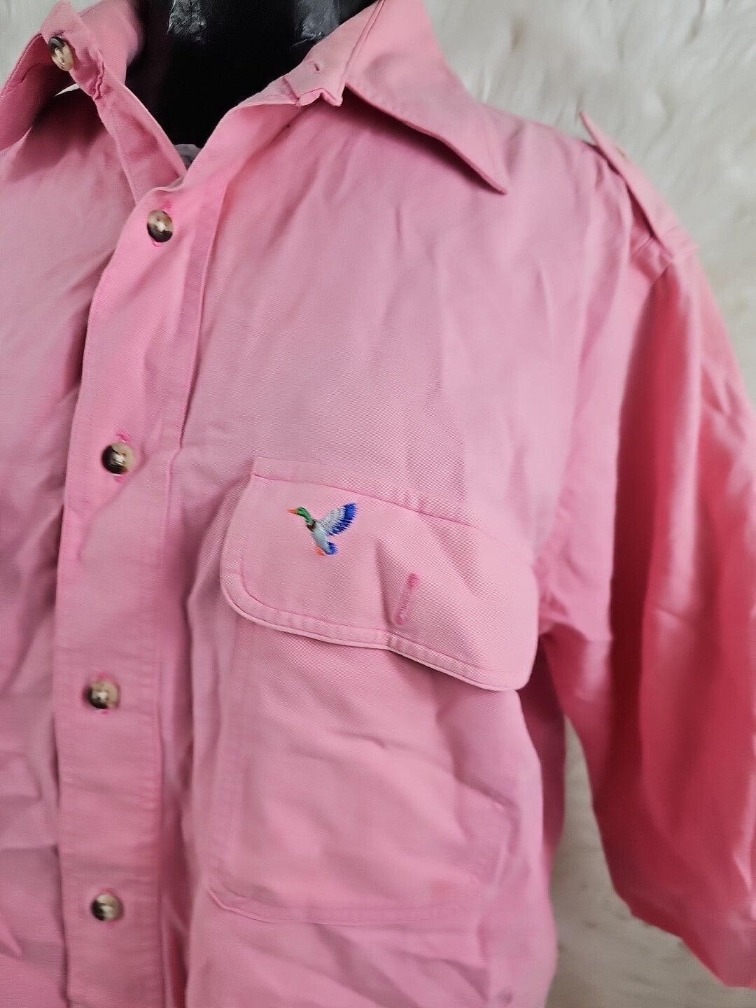 1990s - Flying Scottsman Polo Shirt Mens Size Large Pink  USA Made Duck Mallard