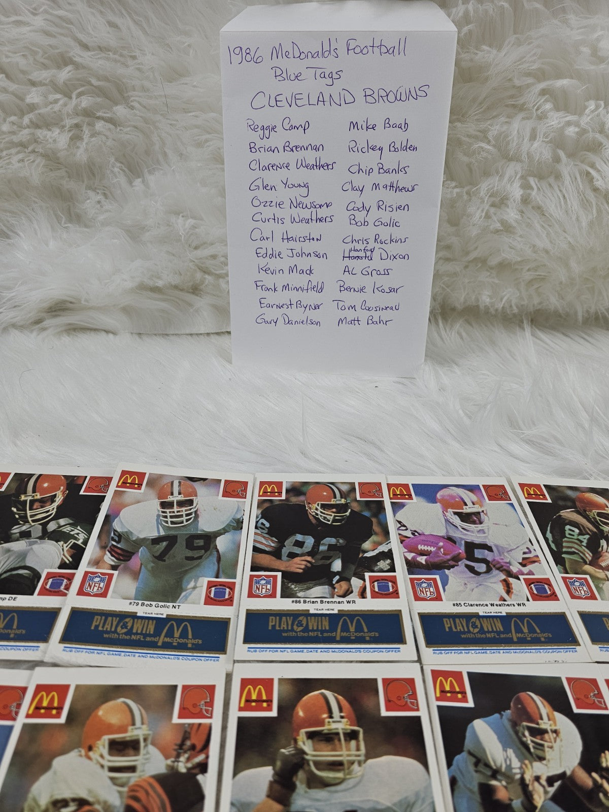 1986 - McDonald's Cards NFL Cleveland Browns 24 Blue Tab Unscratched MINT