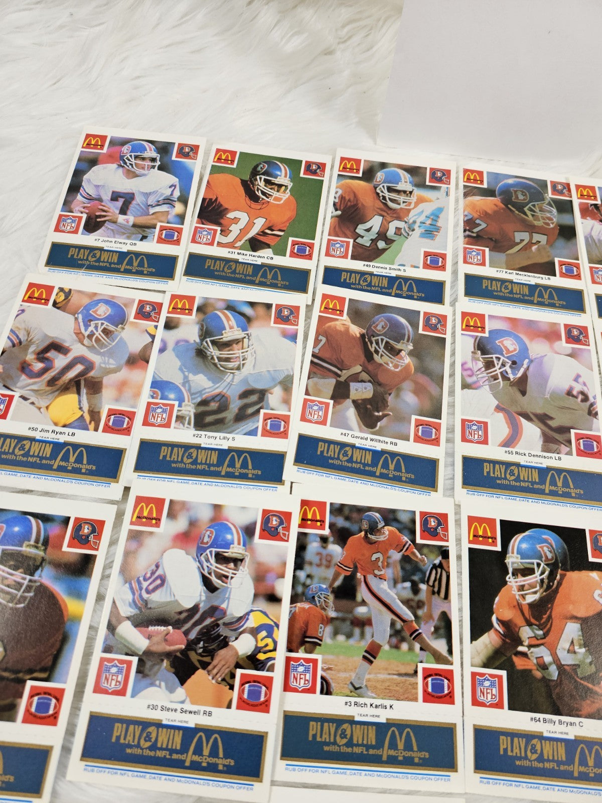 1986 - McDonald's Cards Denver Broncos Set of (24) Blue Tab - Unscratched MINT CONDITION