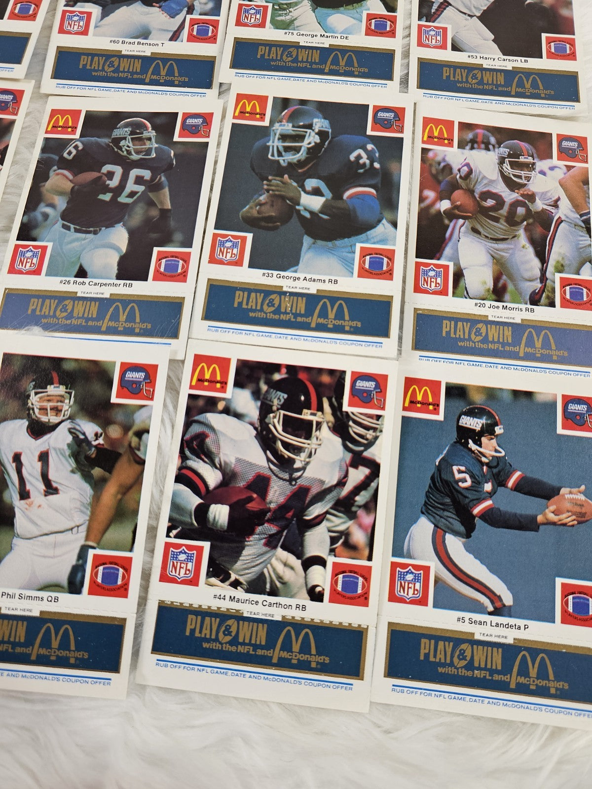 1986 - McDonald's Cards NFL New York Giants (24) Blue Tab Unscratched MINT