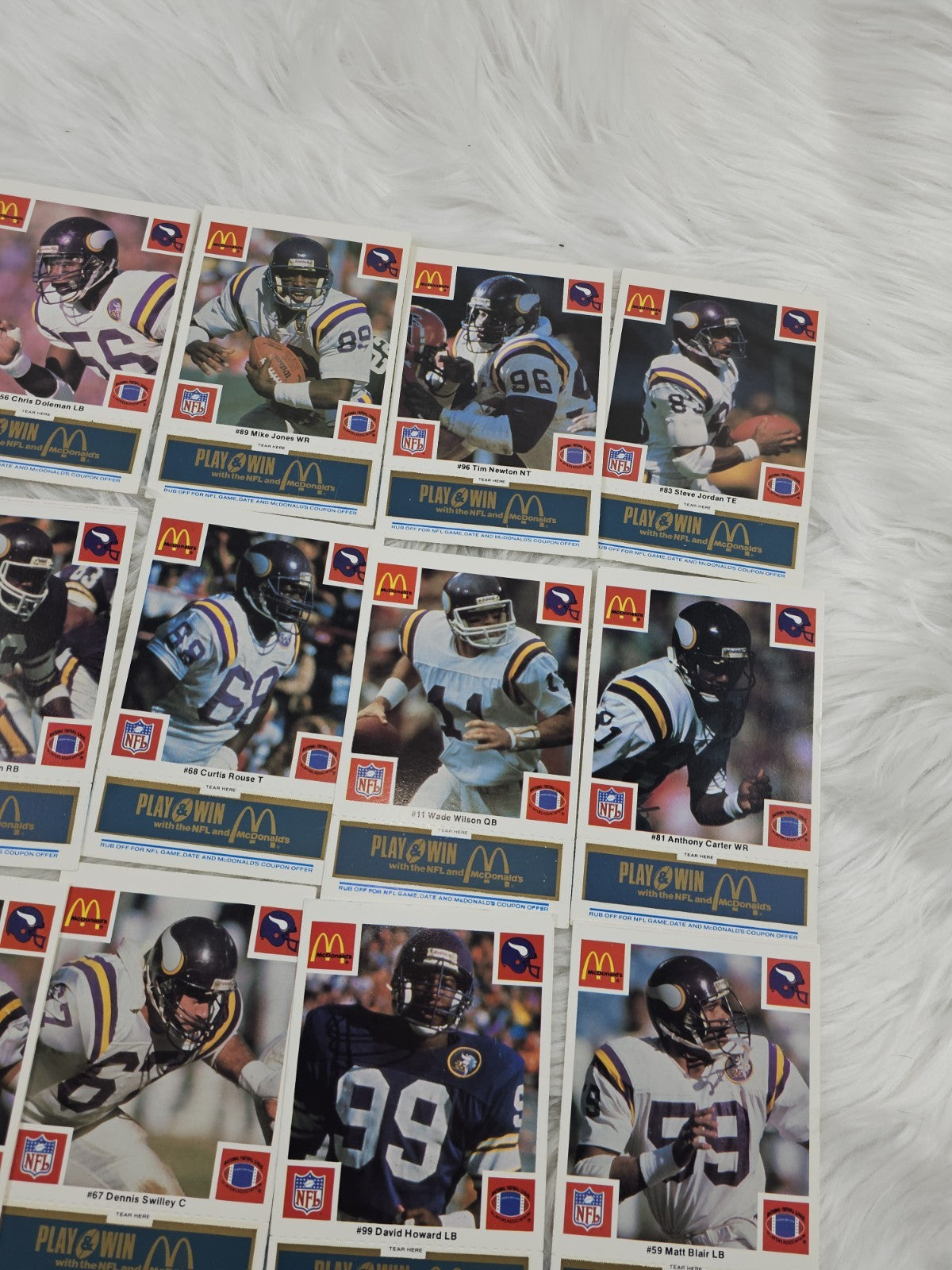 1986 - McDonald's Cards NFL Minnesota Vikings (24) Blue Tab Unscratched MINT