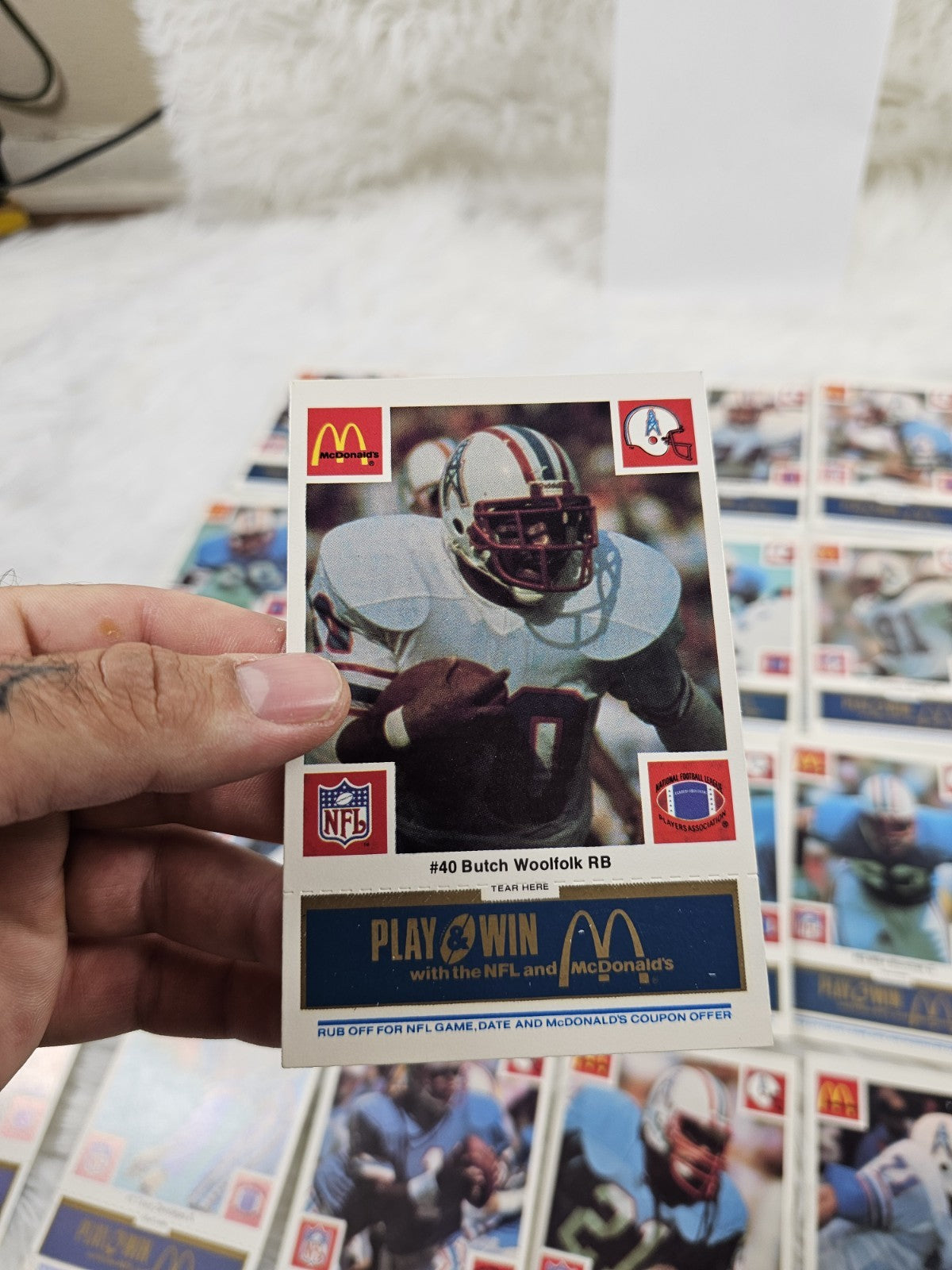1986 - McDonald's Cards NFL Houstan Oilers (24) Blue Tab Unscratched MINT
