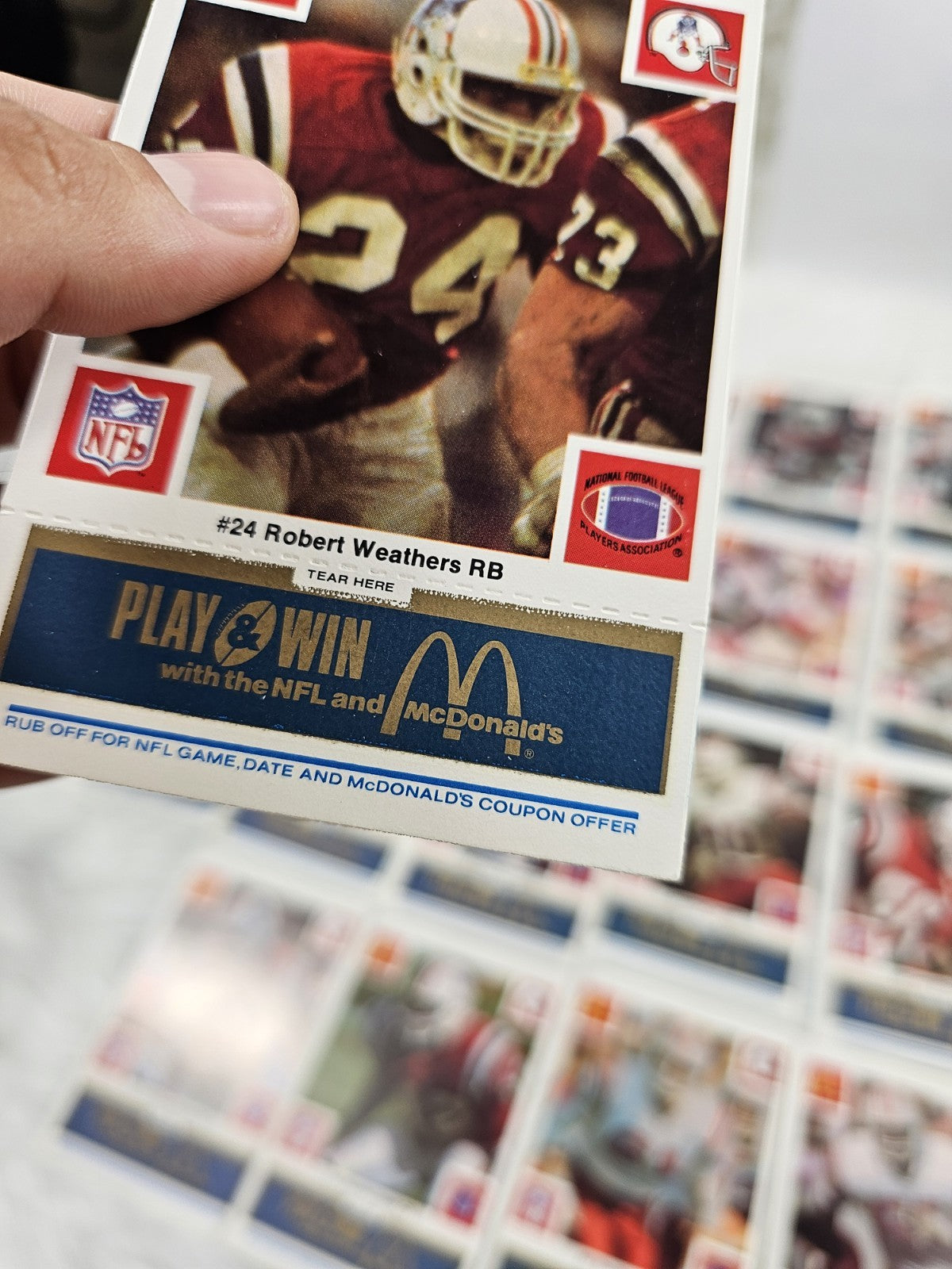 1986 - McDonald's Cards NFL New England Patriots (24) Blue Tab Unscratched MINT