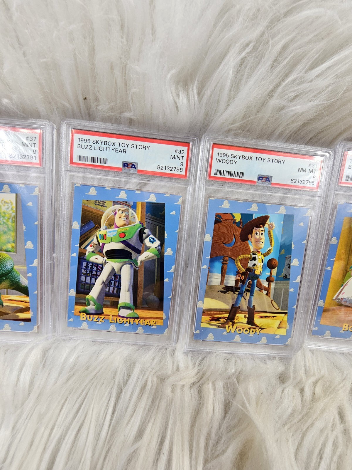 1995 - 6 Skybox Toy Story Trading Cards PSA - Mint 8-9 Buzz Lightyear- Woo