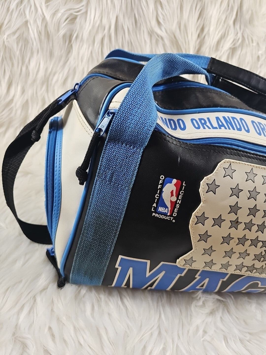2000's - NBA Orlando Magic Leather Duffel Travel Bag Vintage Officially Licensed