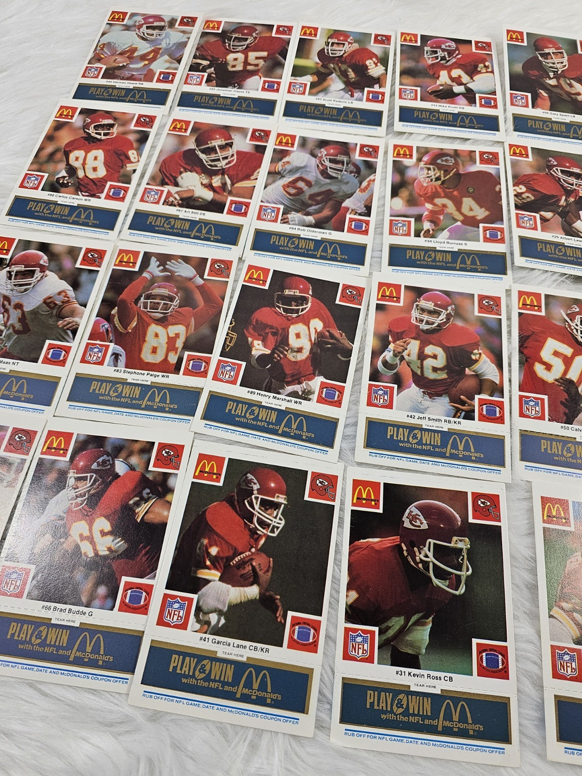 1986 - McDonald's Cards NFL Kansas City Chiefs (24) Blue Tab Unscratched MINT