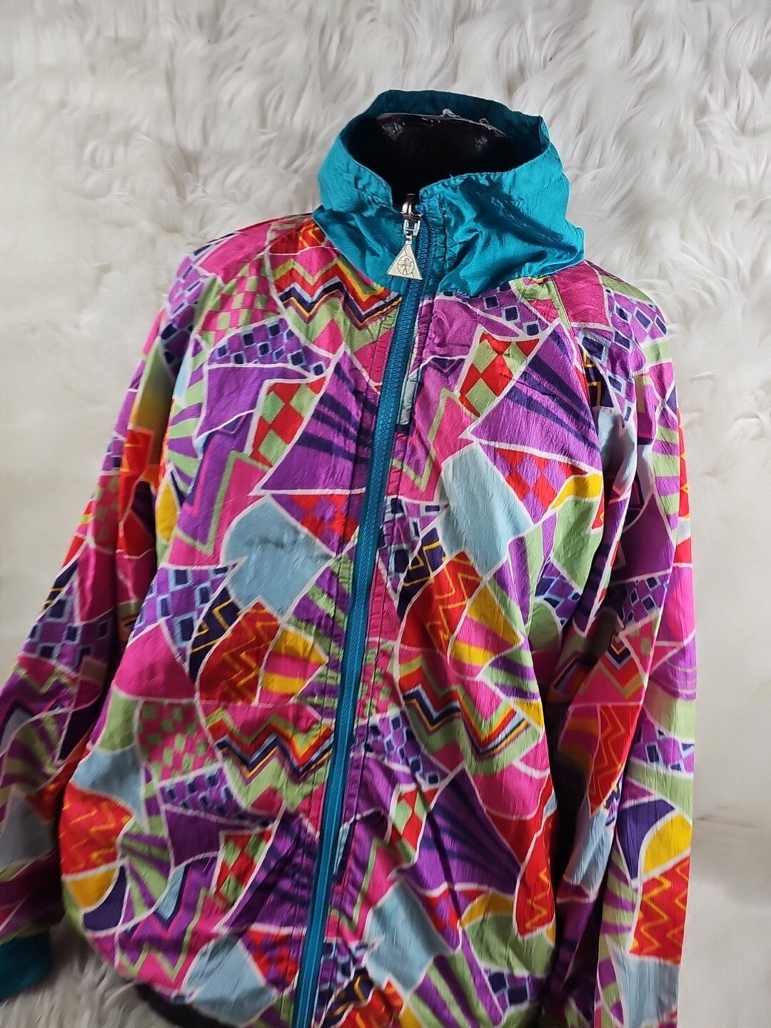 1990s - Reverseable Casual Isle Funky Colorful Windbreaker Jacket, Large