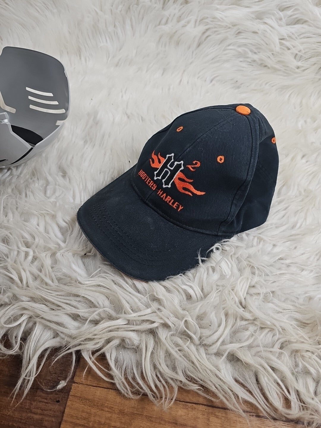 Vintage Rare Y2K Guatemala Hooters Harley H2  Baseball Cap Hat - Black Orange
