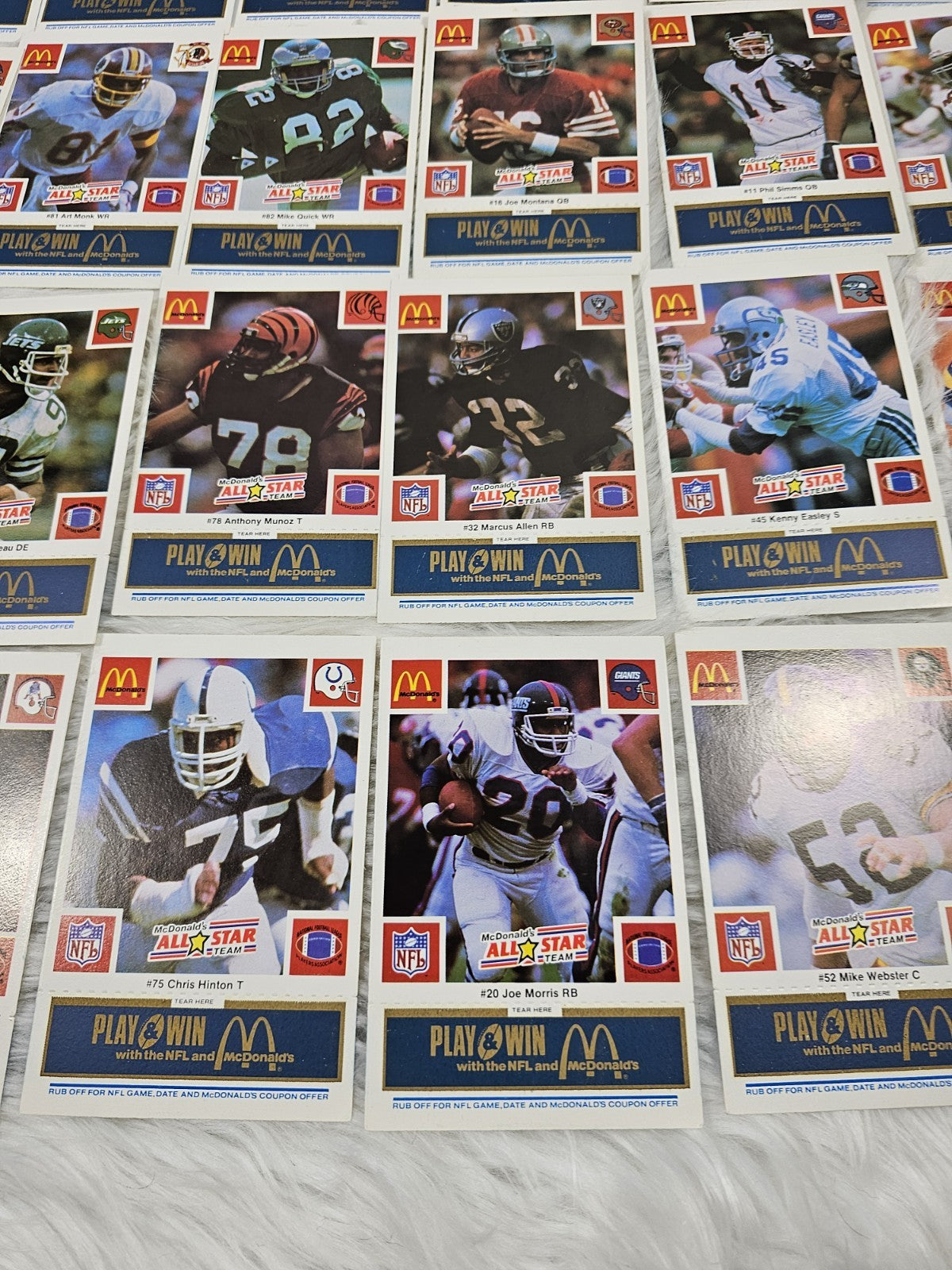 1986 - McDonald's Cards NFL All Star Team (24) Blue Tab Unscratched MINT