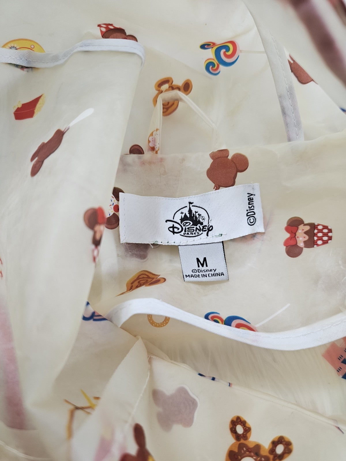 Disney Parks Raincoat Jacket Size Medium Mickey Mouse Snack Treats Hood Zip