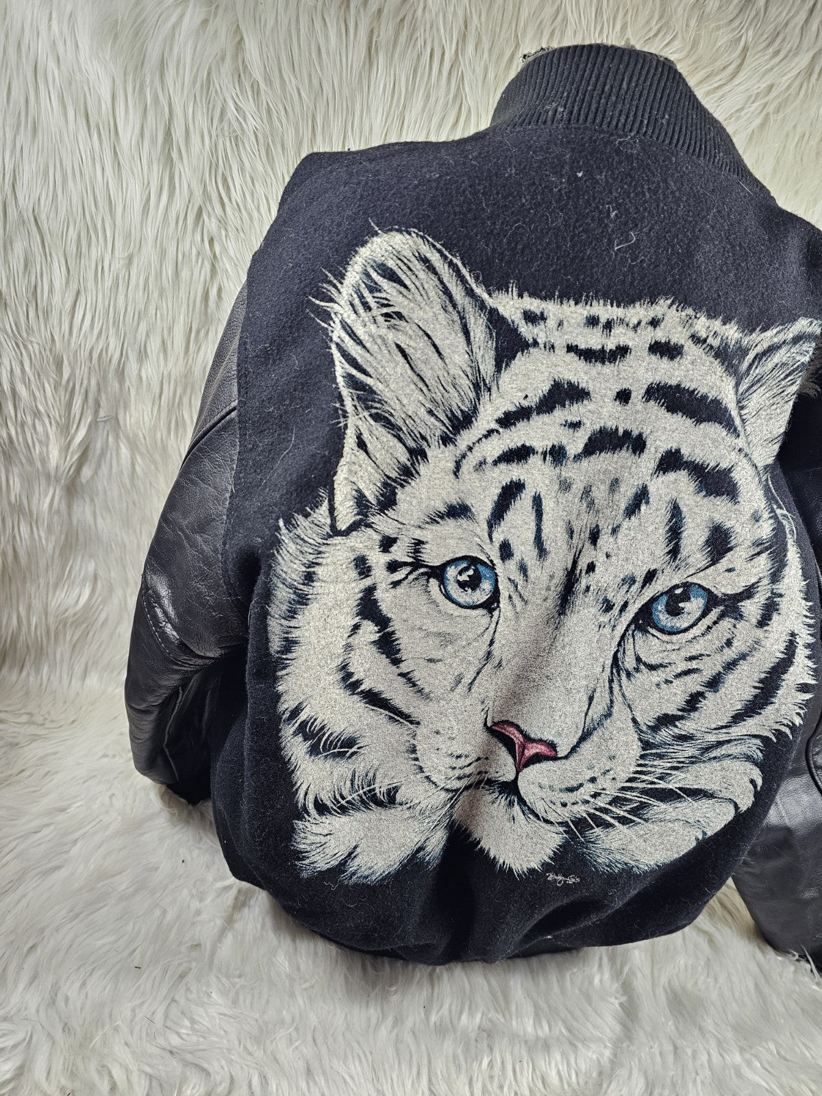 1990s - Steer Brand Tiger Varsity Jacket, Medium Black