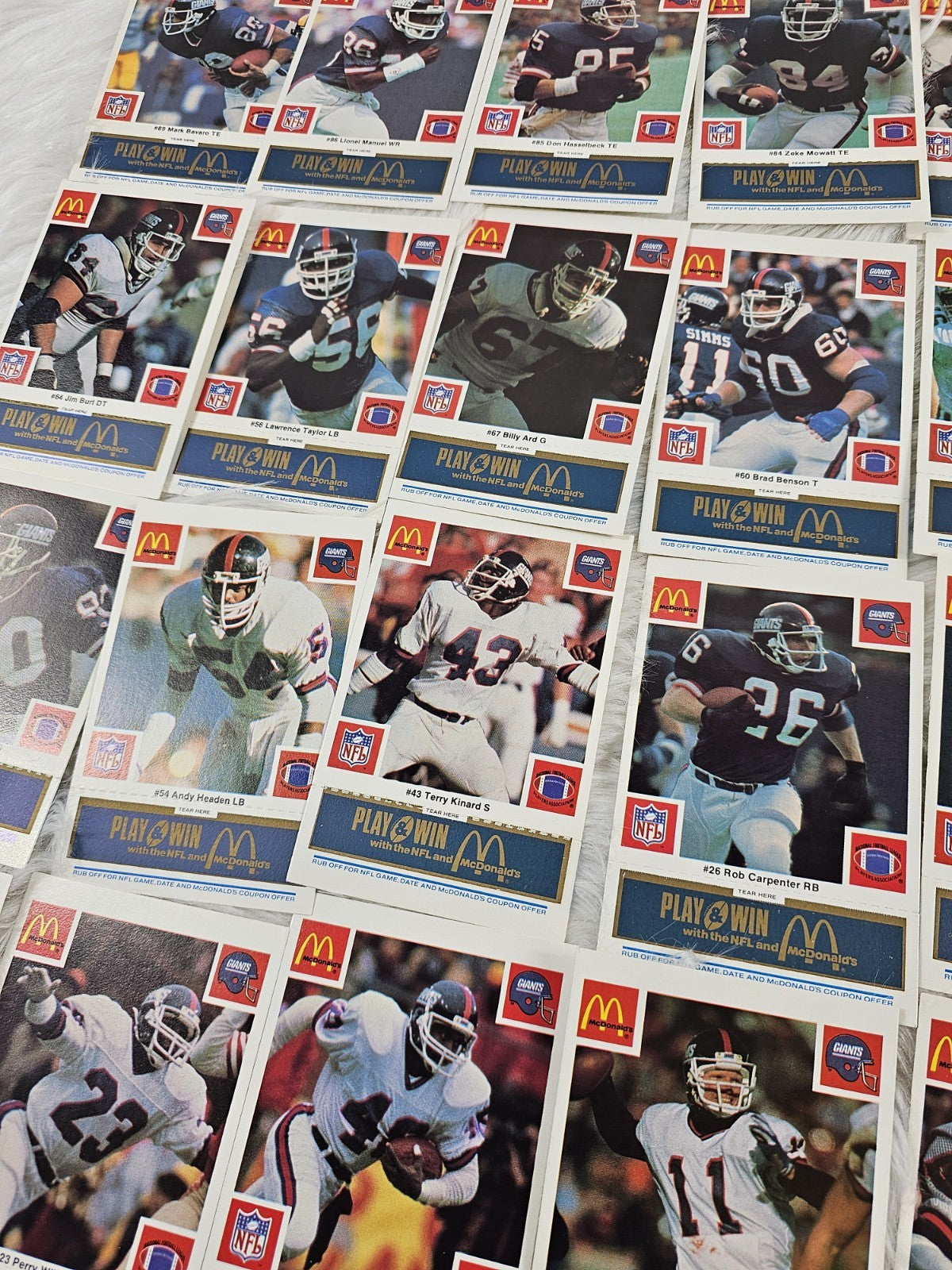 1986 - McDonald's Cards NFL New York Giants (24) Blue Tab Unscratched MINT