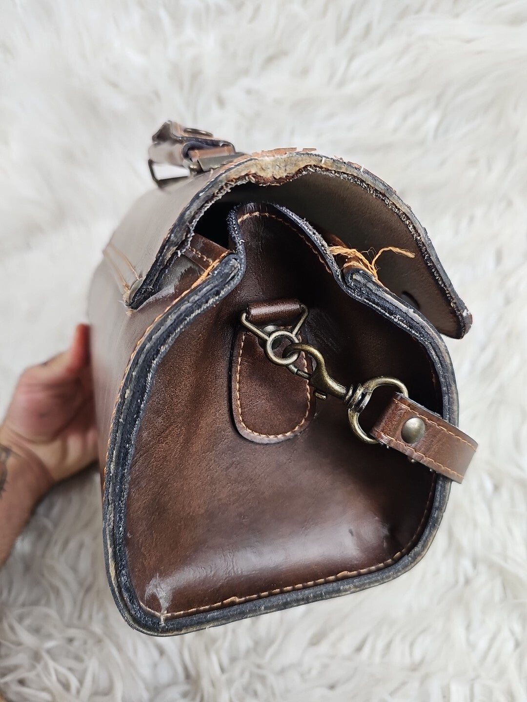 Vintage JHC Christian Charles Rare Brown Leather Attache Coach Messenger Bag