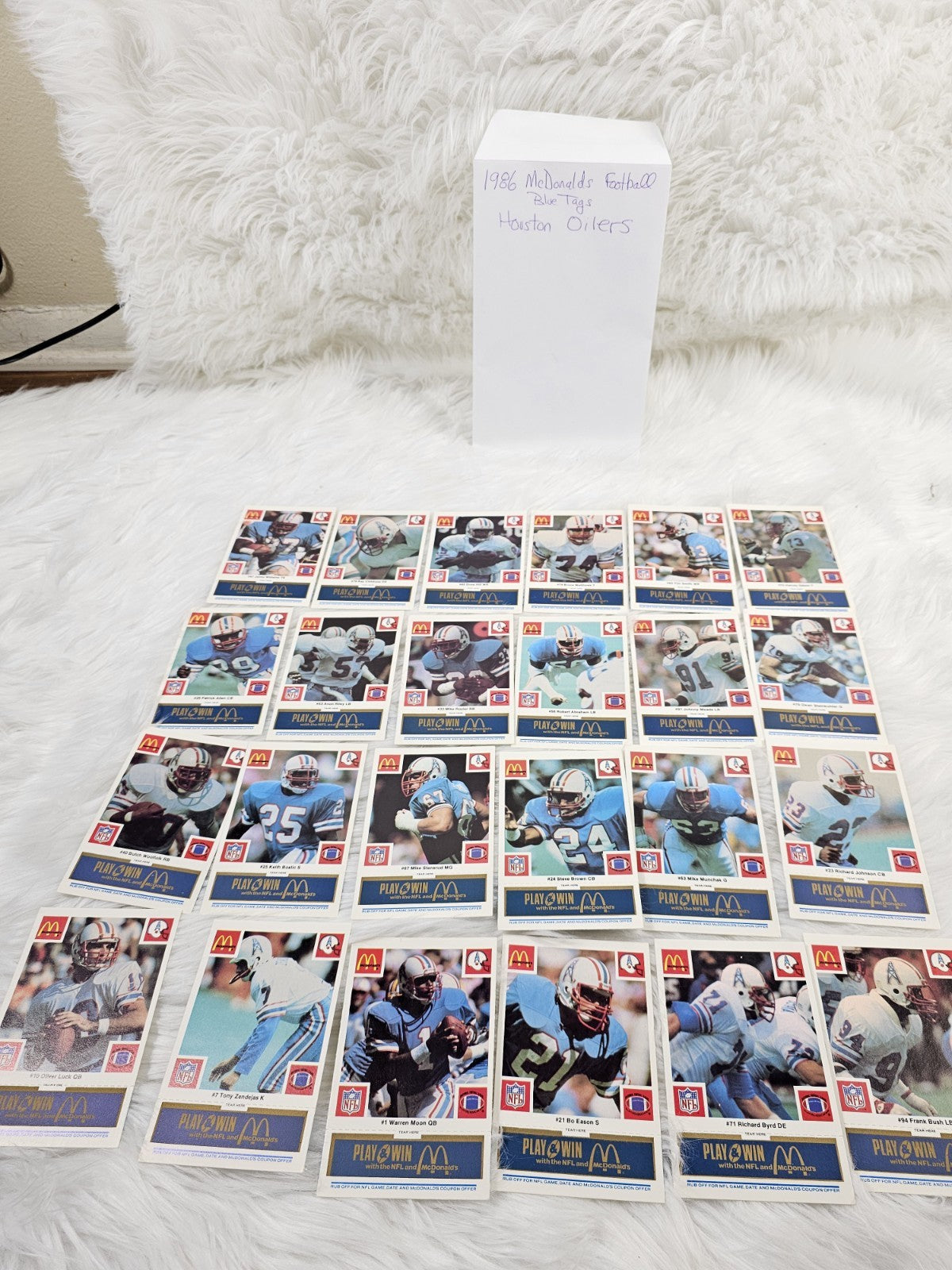1986 - McDonald's Cards NFL Houstan Oilers (24) Blue Tab Unscratched MINT