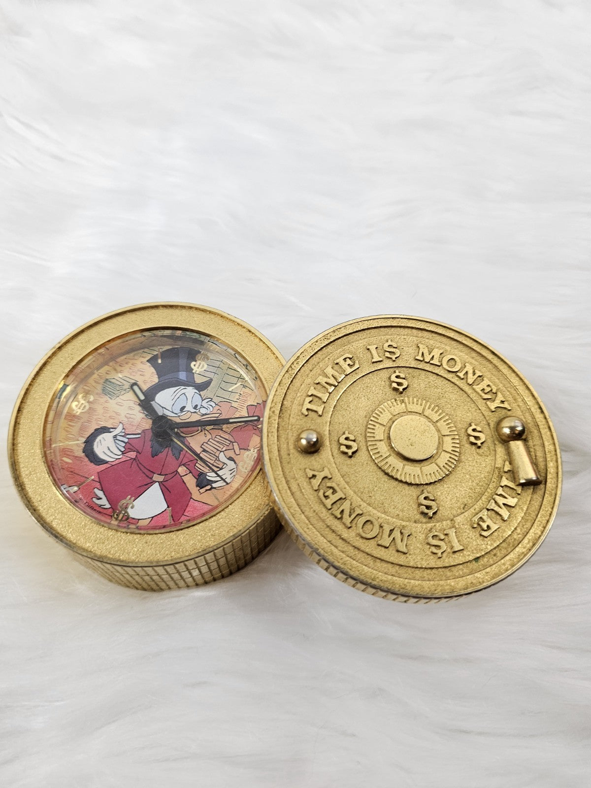 1980 - Walt Disney Scrooge McDuck “Time is Money” Brass Clock