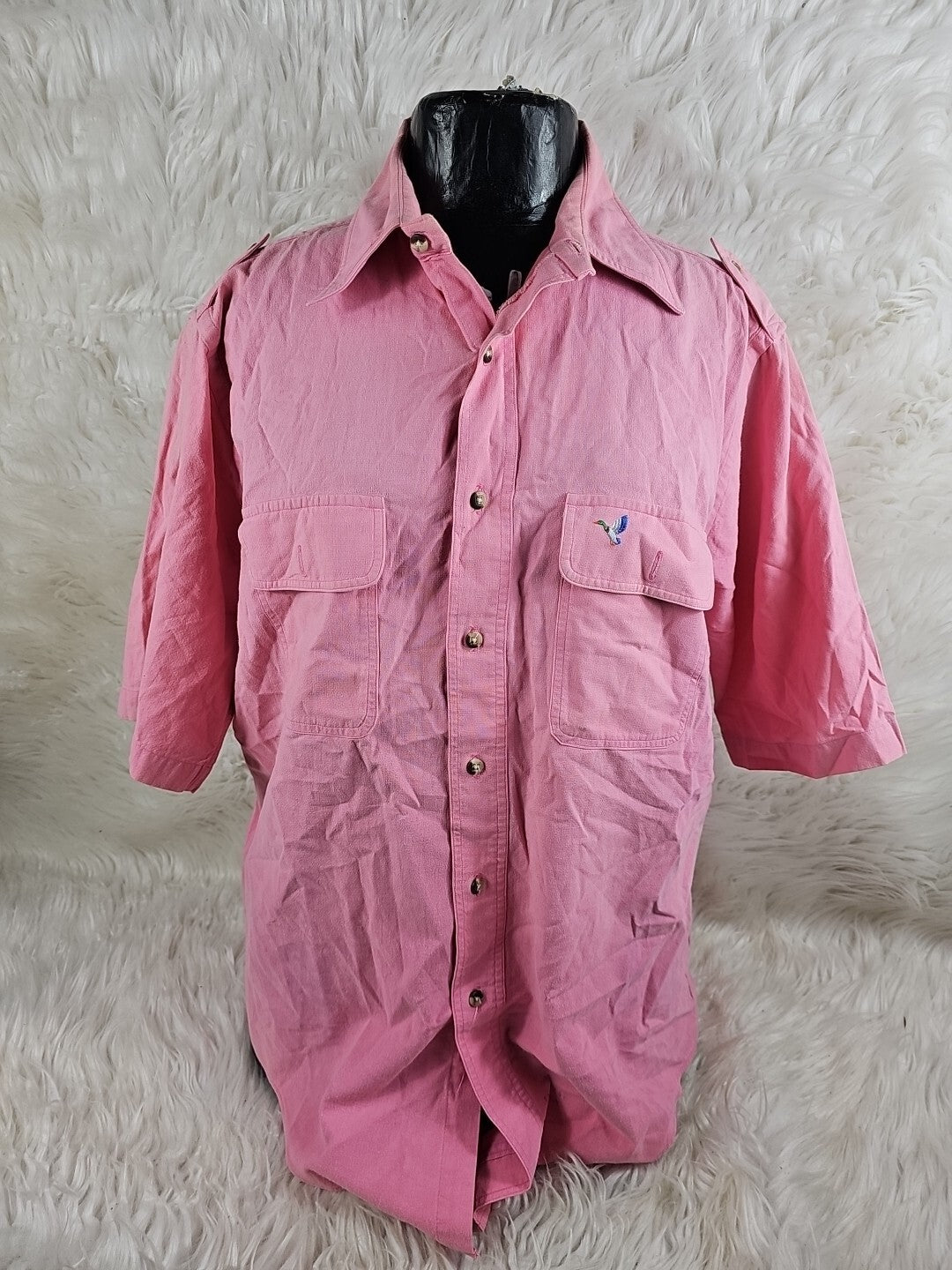 1990s - Flying Scottsman Polo Shirt Mens Size Large Pink  USA Made Duck Mallard