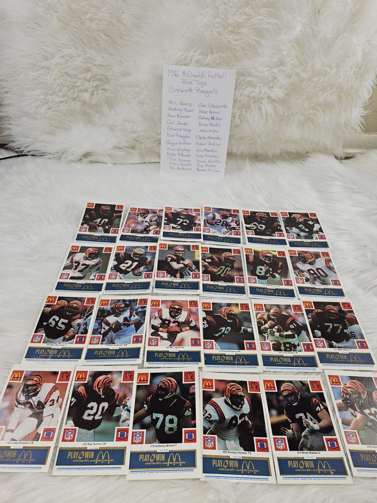 1986 - McDonald's Cards NFL Cincinnati Bengals [24] Blue Tab Unscratched MINT