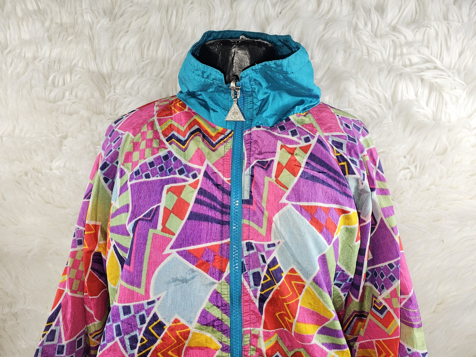 1990s - Reverseable Casual Isle Funky Colorful Windbreaker Jacket, Large