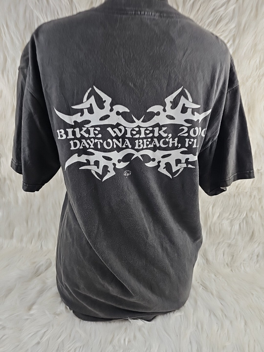 Vintage Y2K 2000s Daytona Beach Bike Week Motorcyke Graphic Long Sleeve Shirt L