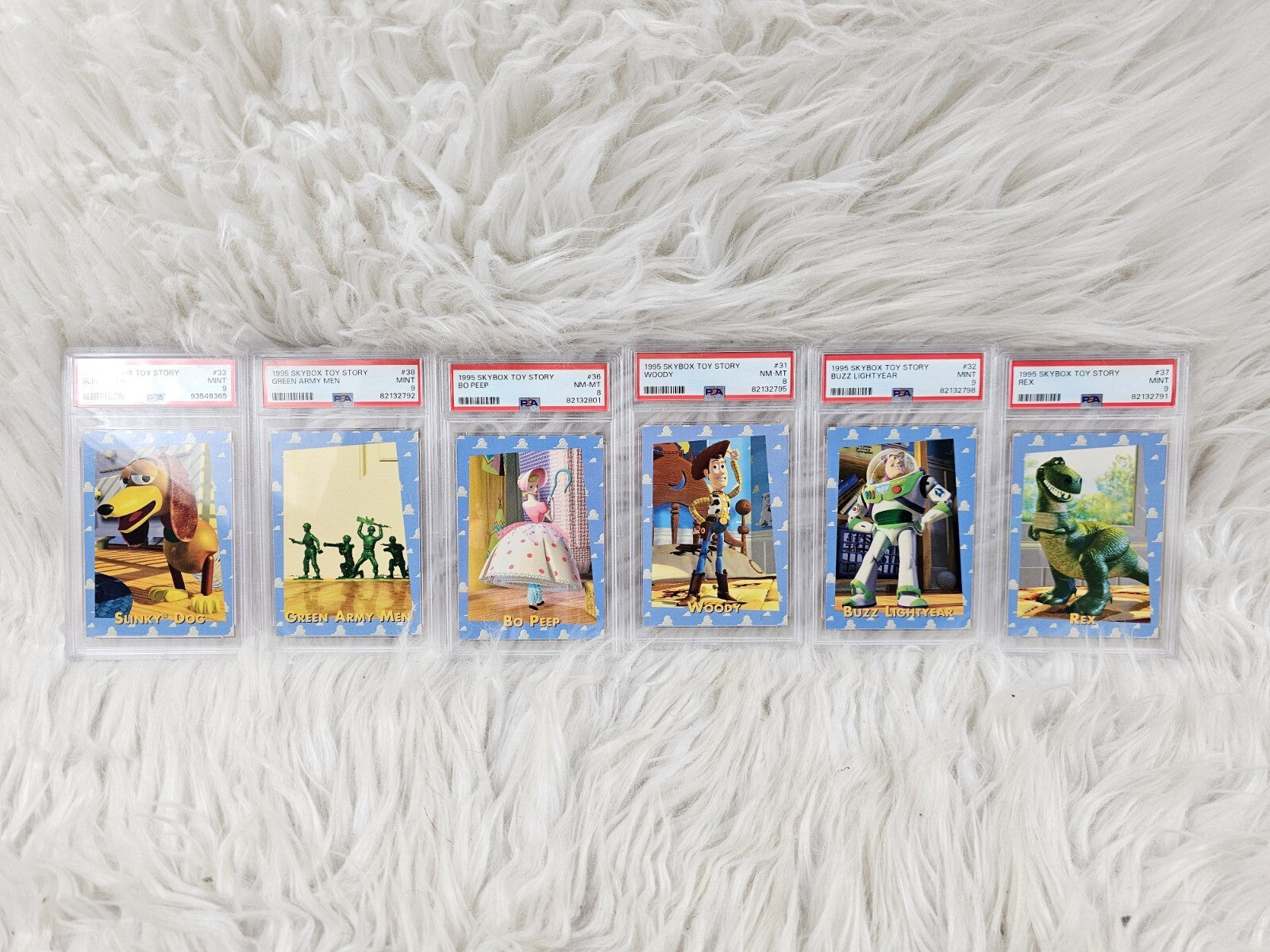 1995 - 6 Skybox Toy Story Trading Cards PSA - Mint 8-9 Buzz Lightyear- Woo