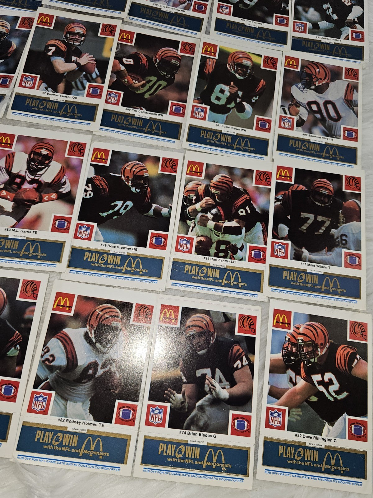 1986 - McDonald's Cards NFL Cincinnati Bengals [24] Blue Tab Unscratched MINT