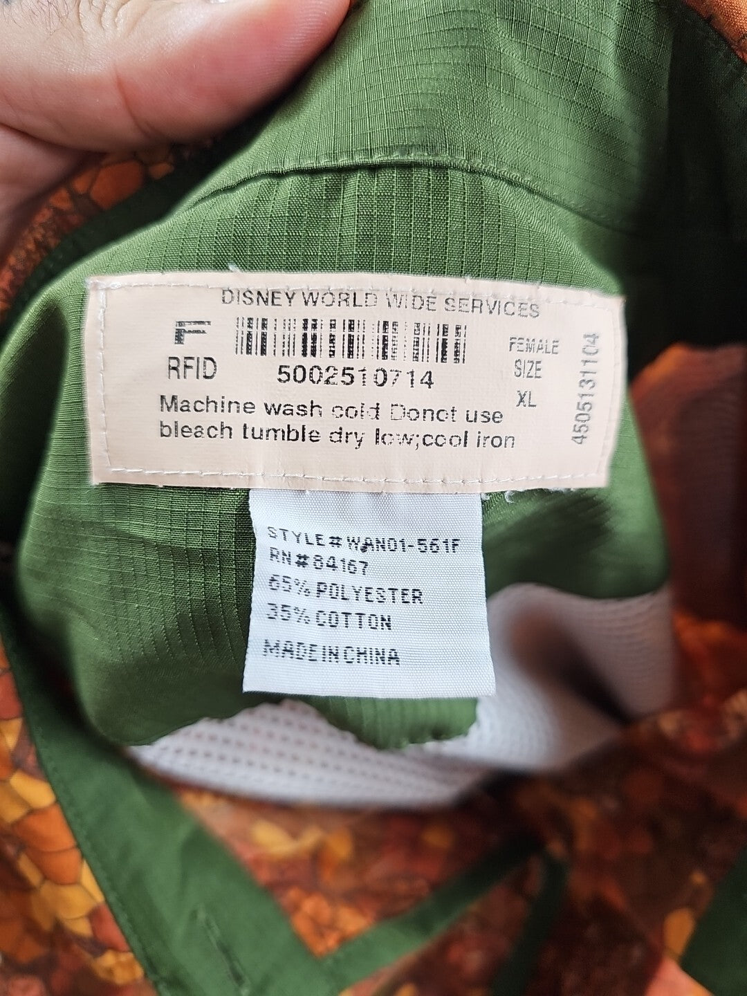 Rare Disney Cast Member Animal Kingdom All Over Safari Print Uniform Shirt XL
