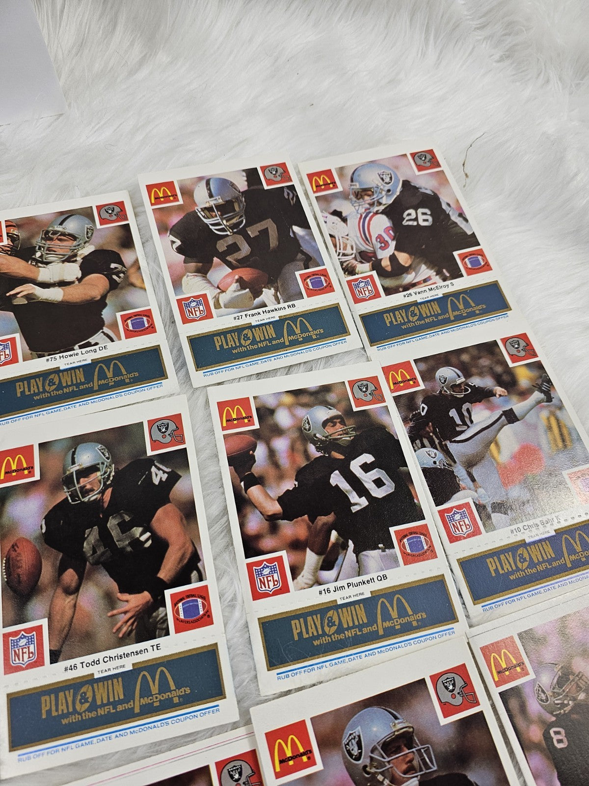1986 - McDonald's Cards NFL Oakland Raiders (24) Blue Tab Unscratched MINT