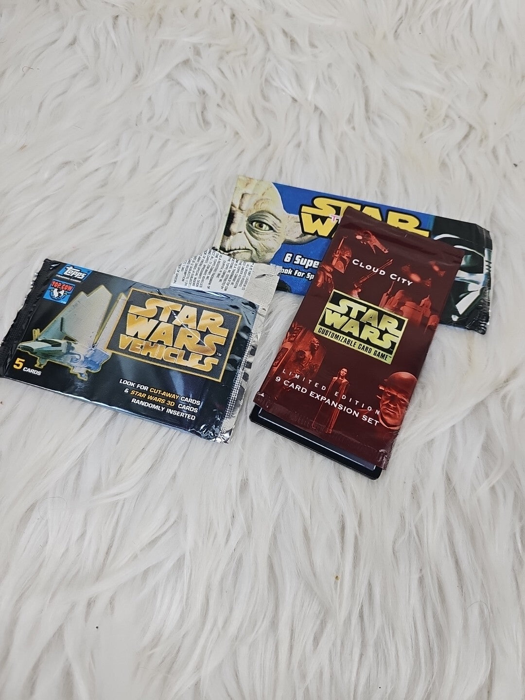 3 Vintage STAR WARS Topps VEHICLES 5 Movie Trading Cards