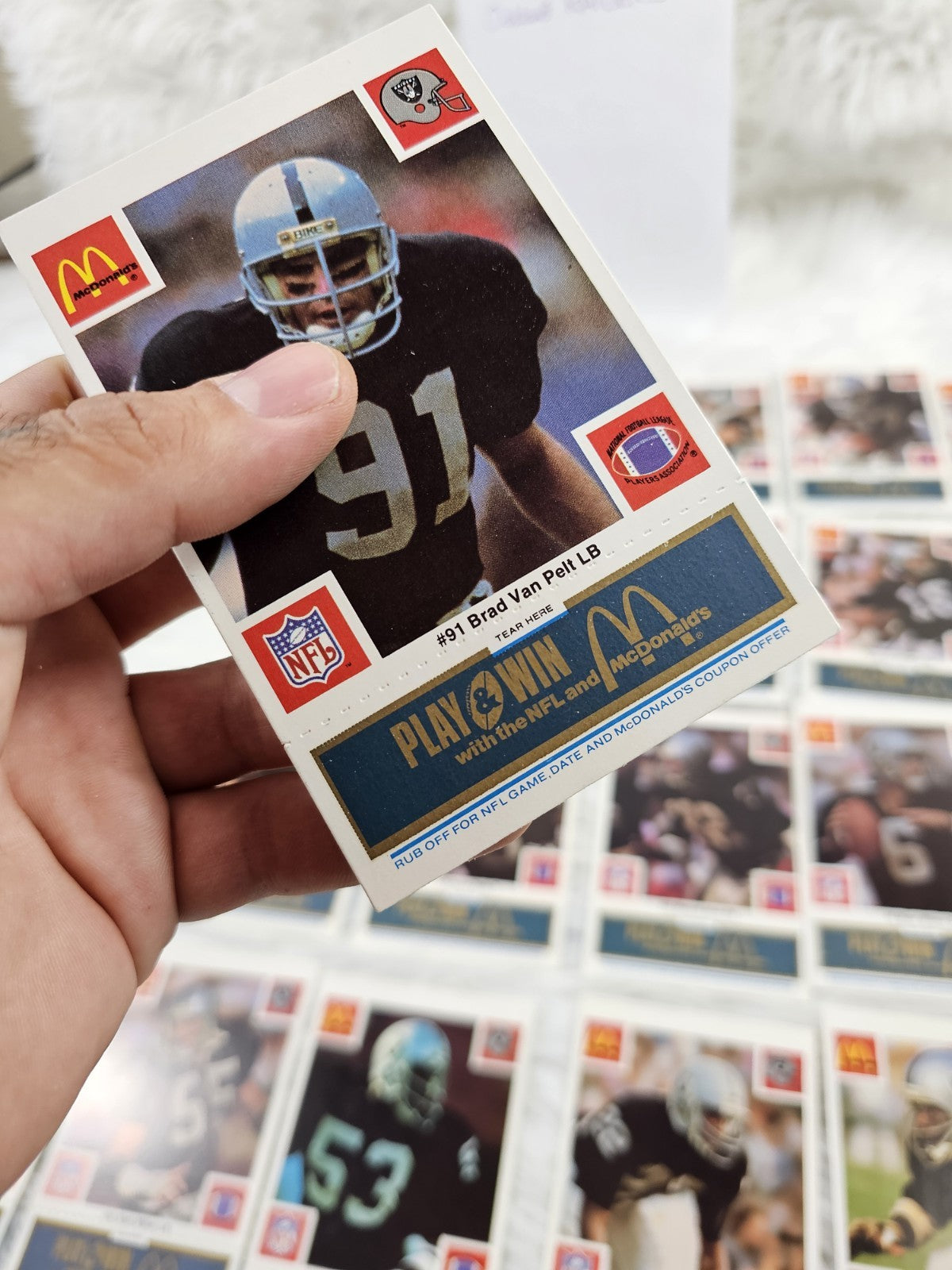 1986 - McDonald's Cards NFL Oakland Raiders (24) Blue Tab Unscratched MINT