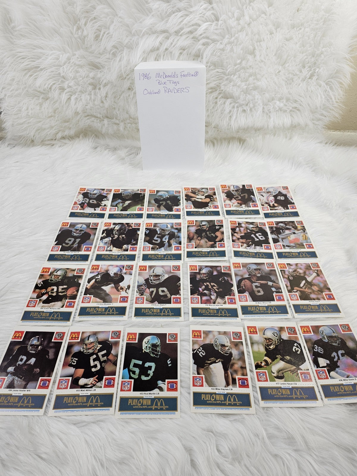 1986 - McDonald's Cards NFL Oakland Raiders (24) Blue Tab Unscratched MINT