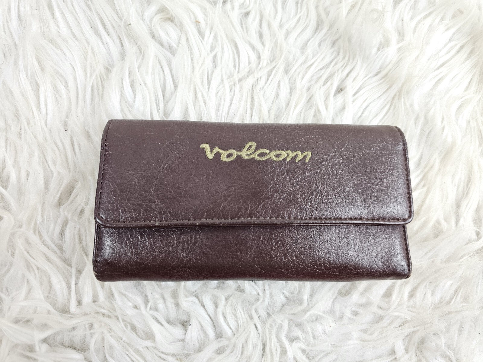 Y2K - Volcom Stone Age Brown Genuine Leather Wallet w/ Change Pocket - RARE