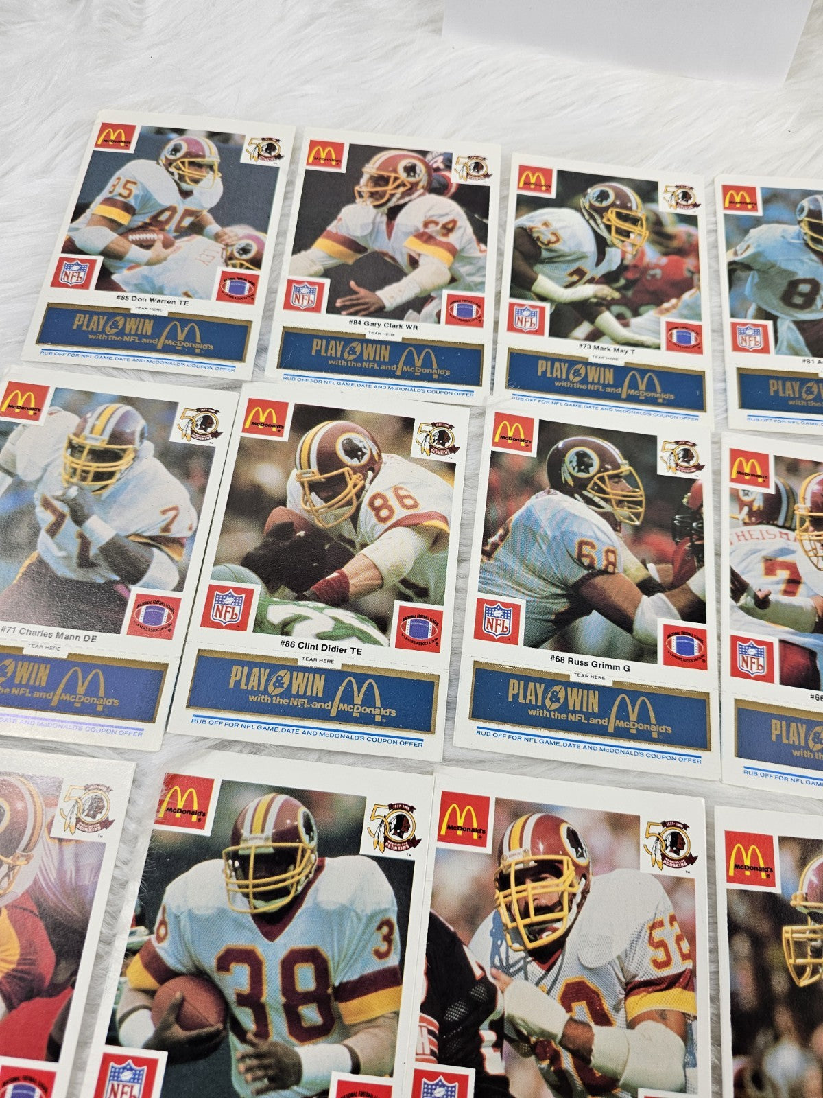 1986 Vtg McDonalds Cards NFL Washington Redskins (24) Blue Tab Unscratched MINT