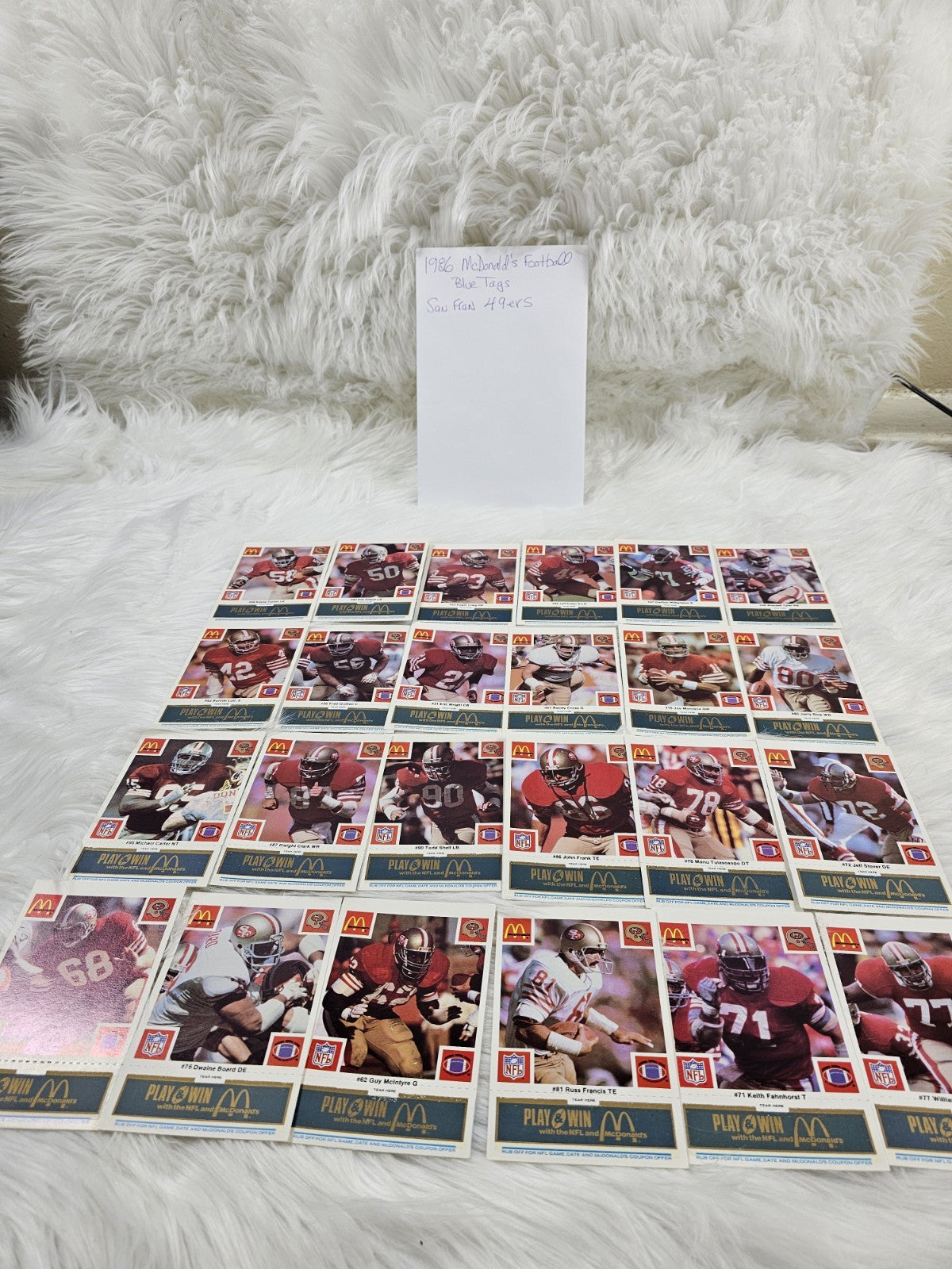 1986 Vtg McDonalds Cards NFL San Francisco 49ers (24) Blue Tab Unscratched MINT