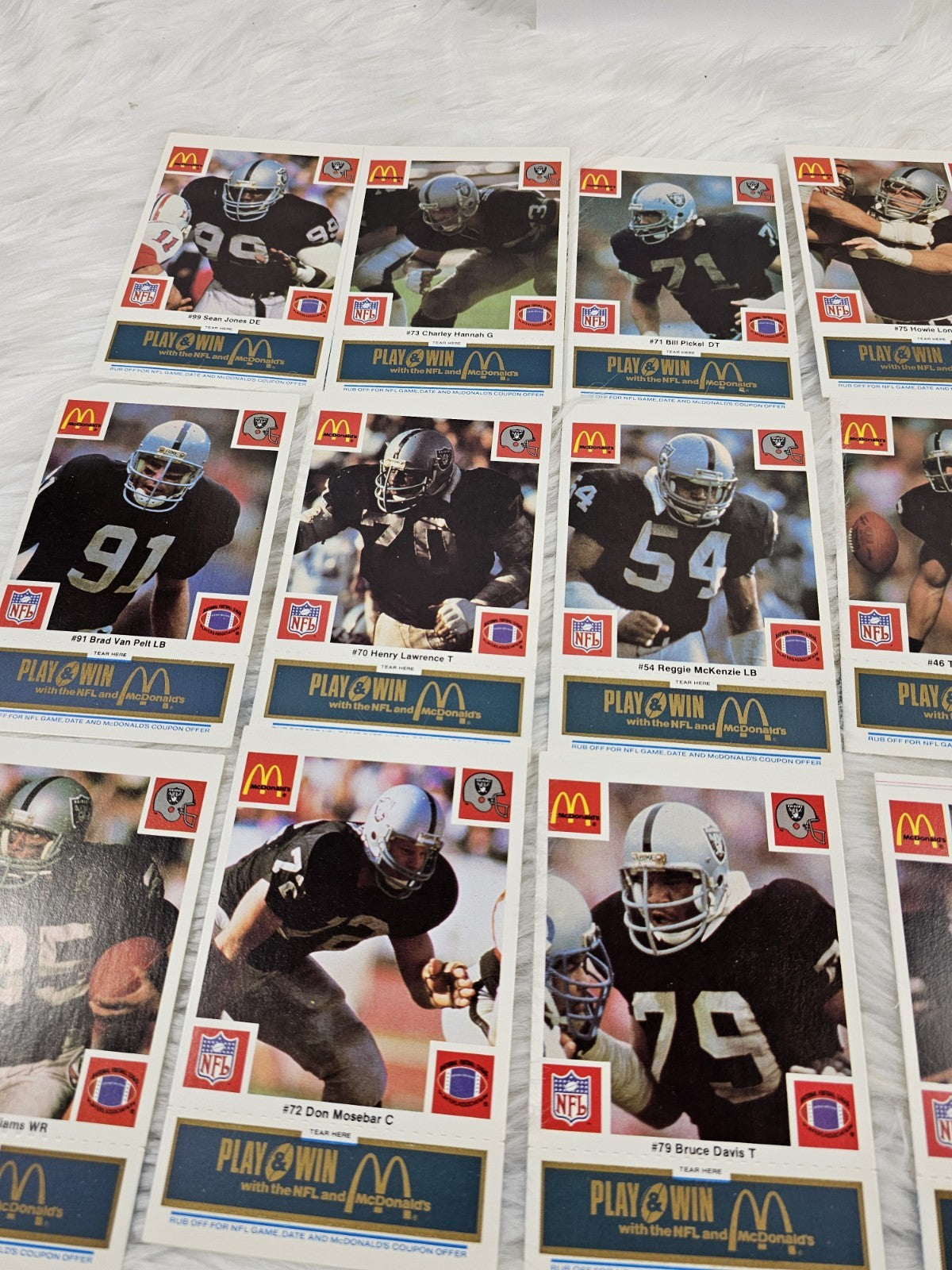 1986 - McDonald's Cards NFL Oakland Raiders (24) Blue Tab Unscratched MINT