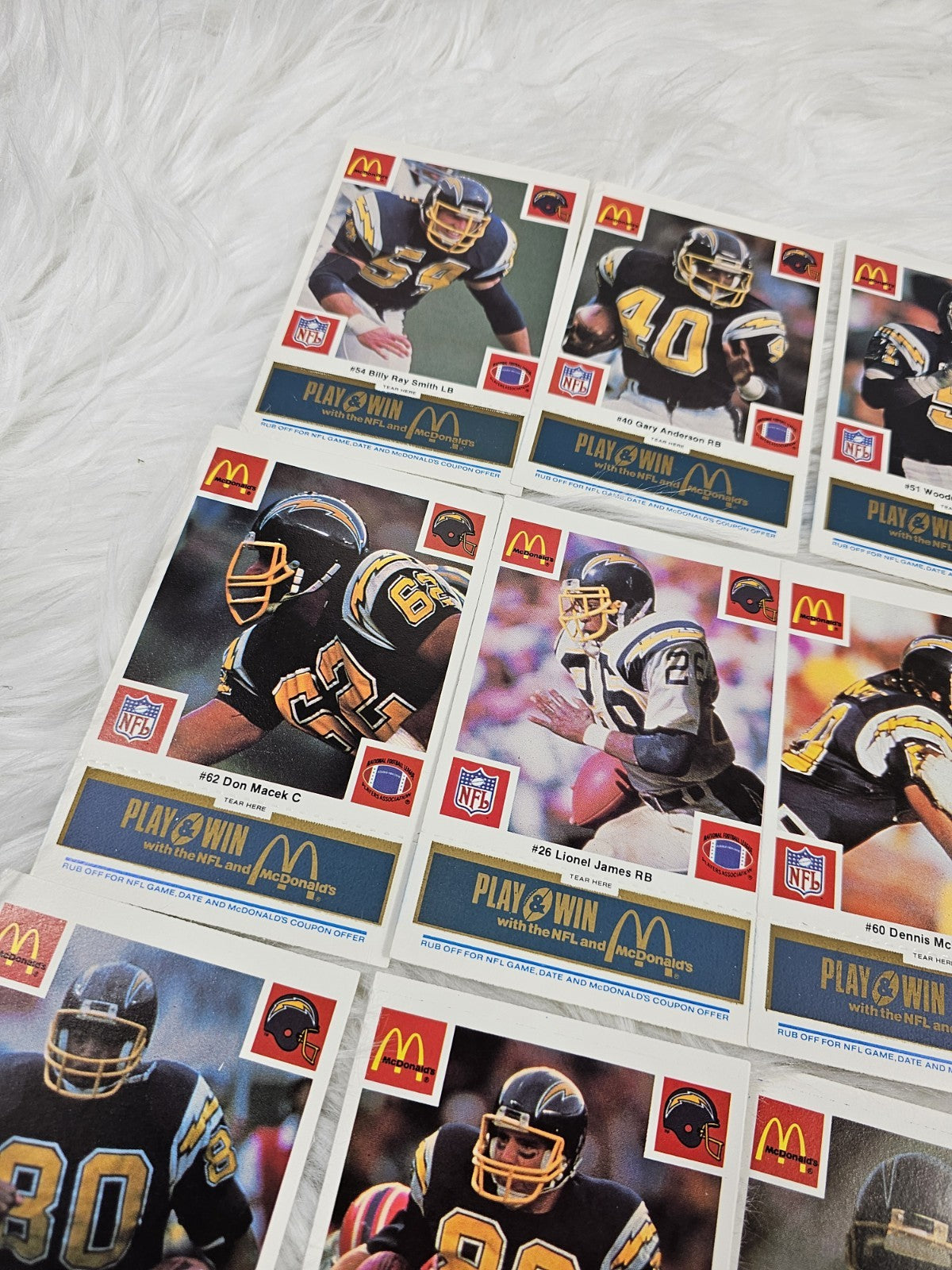 1986 Vtg McDonalds Cards NFL Los Angeles Chargers (24) Blue Tab Unscratched MINT