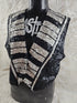 Vintage Match Ups by Natco Medium Sequin Black And White Vest - Psychedelic