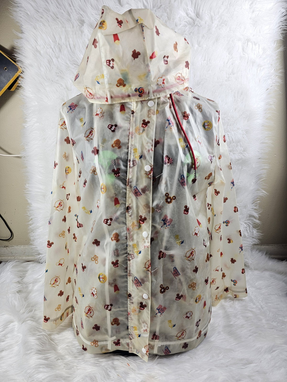 Disney Parks Raincoat Jacket Size Medium Mickey Mouse Snack Treats Hood Zip