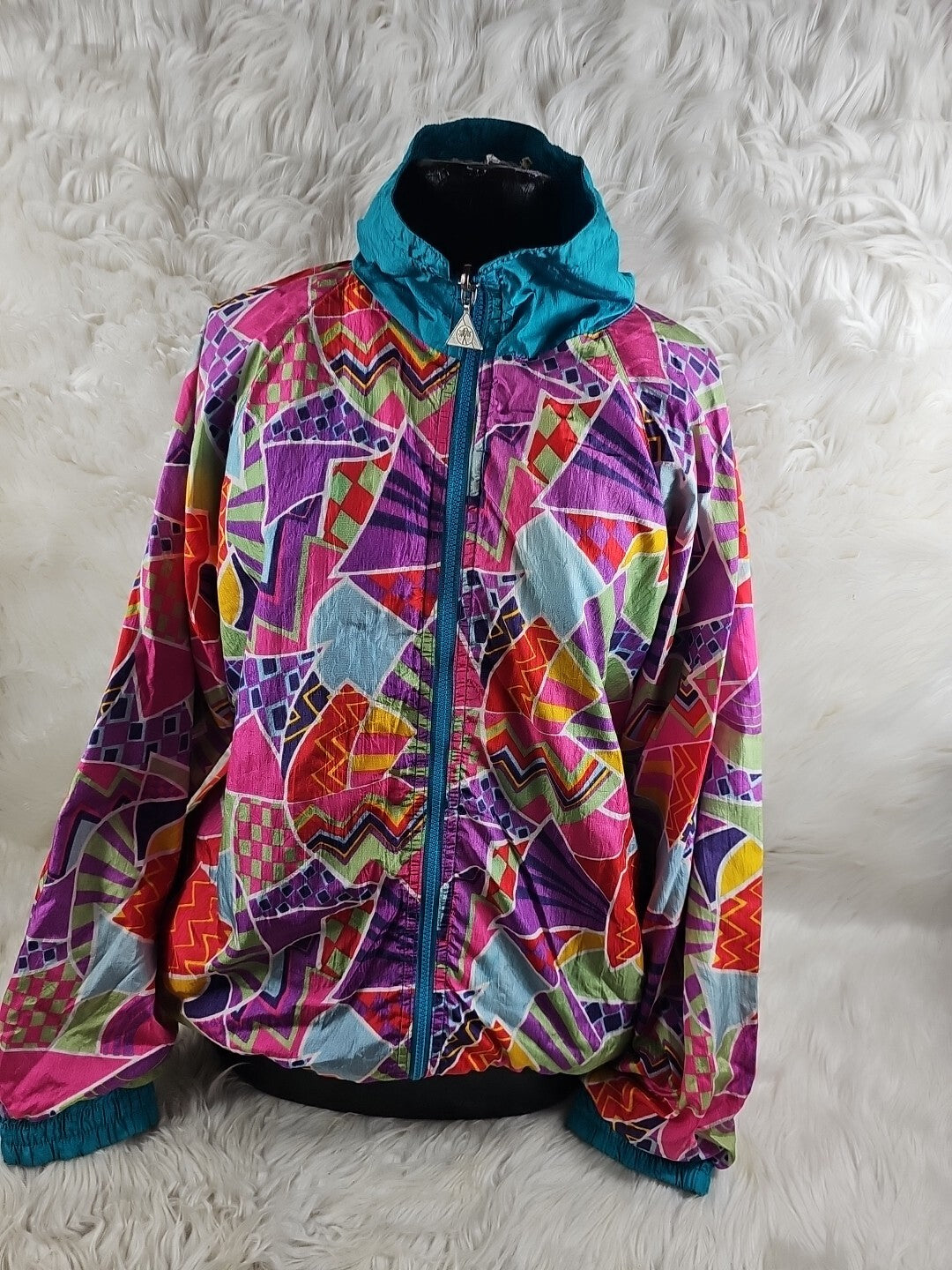 1990s - Reverseable Casual Isle Funky Colorful Windbreaker Jacket, Large