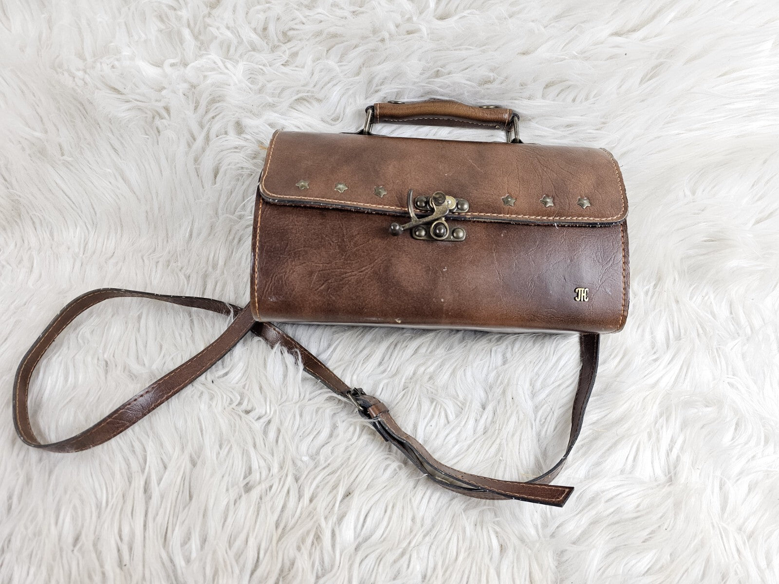Vintage JHC Christian Charles Rare Brown Leather Attache Coach Messenger Bag