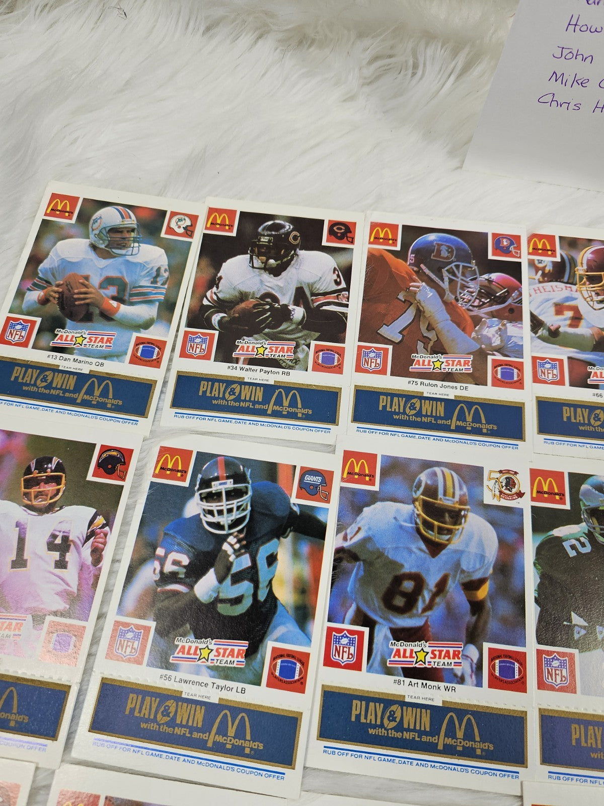 1986 - McDonald's Cards NFL All Star Team (24) Blue Tab Unscratched MINT
